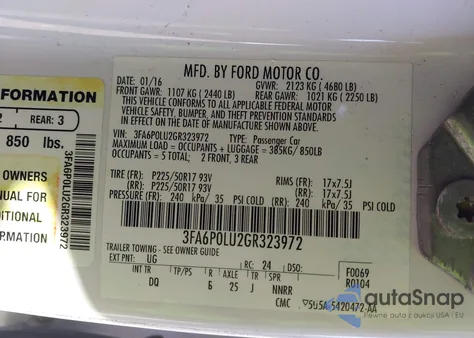2016 Ford Fusion Hybrid Se z USA, uszkodzony, nr VIN 3FA6P0LU2GR323972